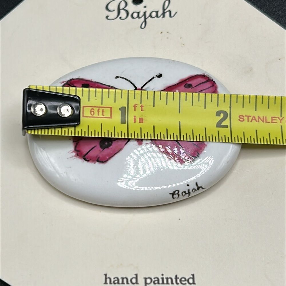 BOGO Free Jewelry…New‎ Bajah Signed Hand Painted Butterfly Porcelain Brooch Pin - Picture 5 of 5